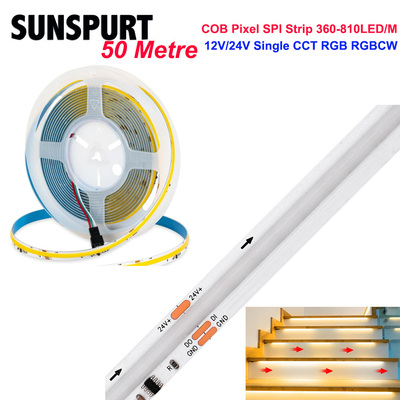 12V/24V柔性FCOB幻彩LED灯条WS2811RGB全彩编程流水COB匀光灯带