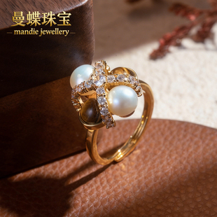 天然无核淡水真珍珠开口戒指气质百搭戒指支持质检可刮粉珍珠戒指