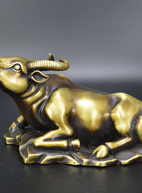 黄铜华尔街牛摆件铜牛炒股牛股市牛生肖牛仿古铜器工艺品家居摆设