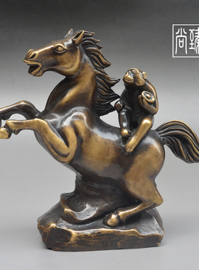 纯铜马上封侯工艺品摆件