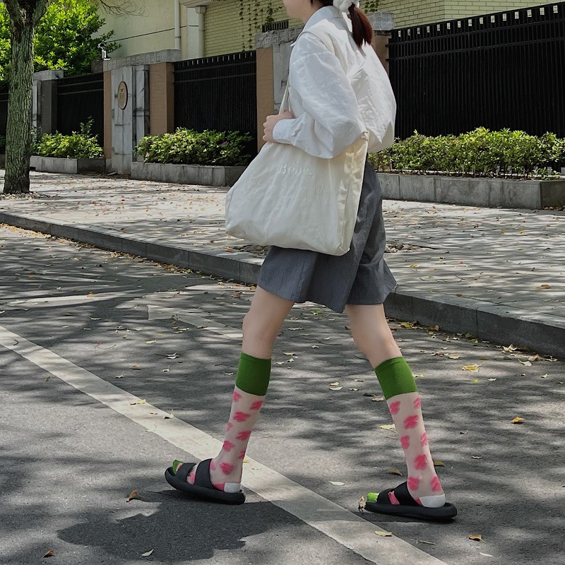 长筒袜子女夏季薄款个性透气小腿袜小众款高筒潮流女生炸街出游袜