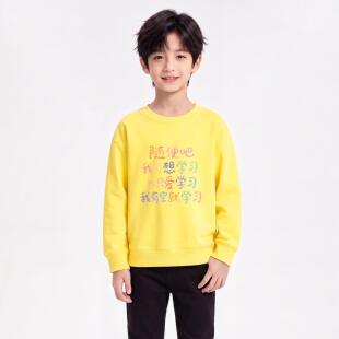 男女童套头卫衣春秋新款字母印花圆领上衣中大童休闲韩版宽松学生