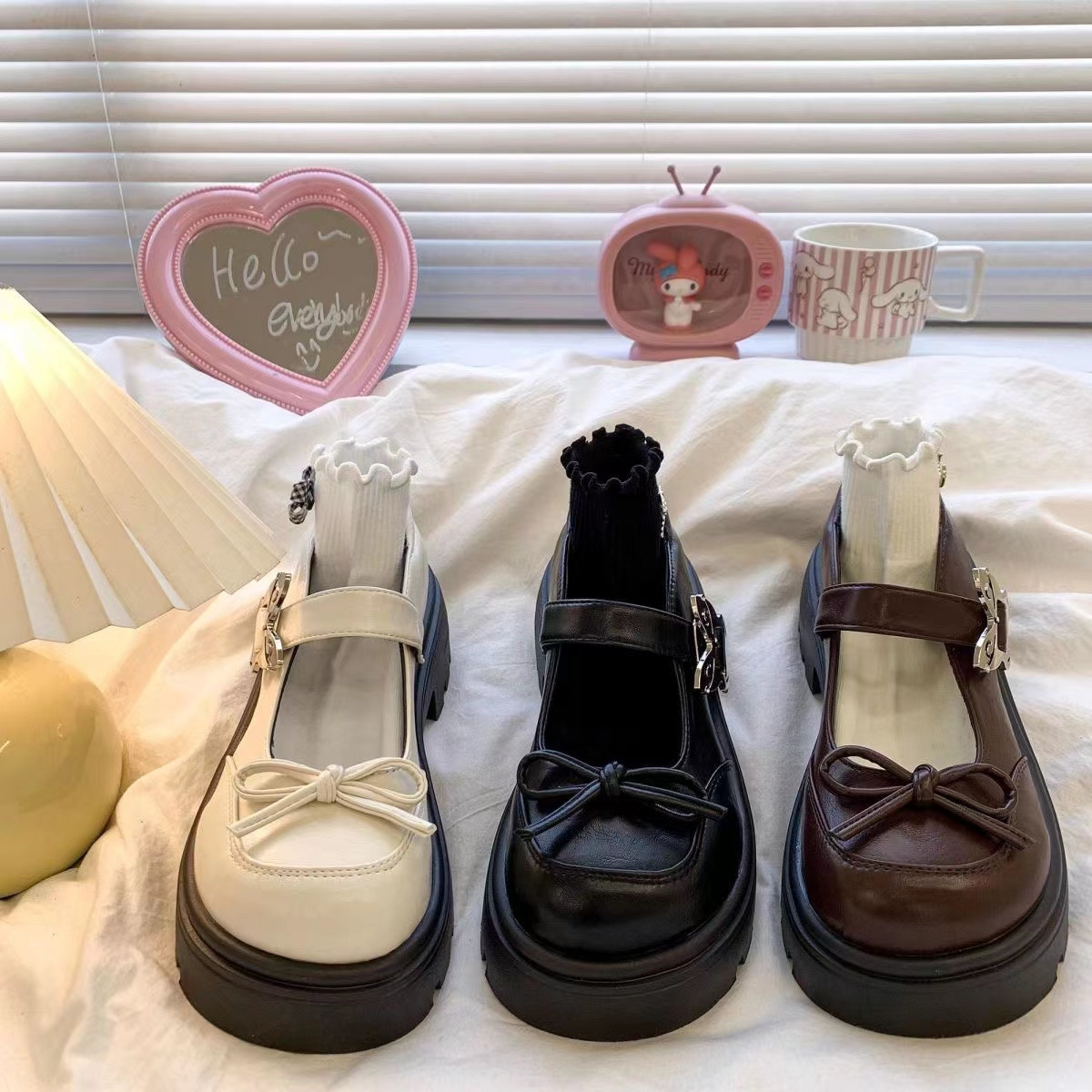 法式厚底玛丽珍小皮鞋女2025秋季新款黑色学院风配裙子蝴蝶结单鞋