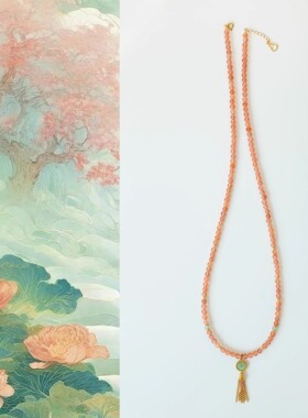 QIANTAO「清平调」原创新中式天然飘冰南红项链长款女生毛衣链