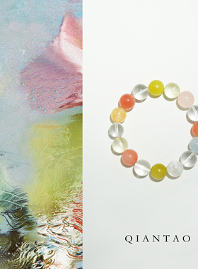 QIANTAO「桃织」原创天然多宝粉水晶白水晶手串稳定磁场情侣礼物