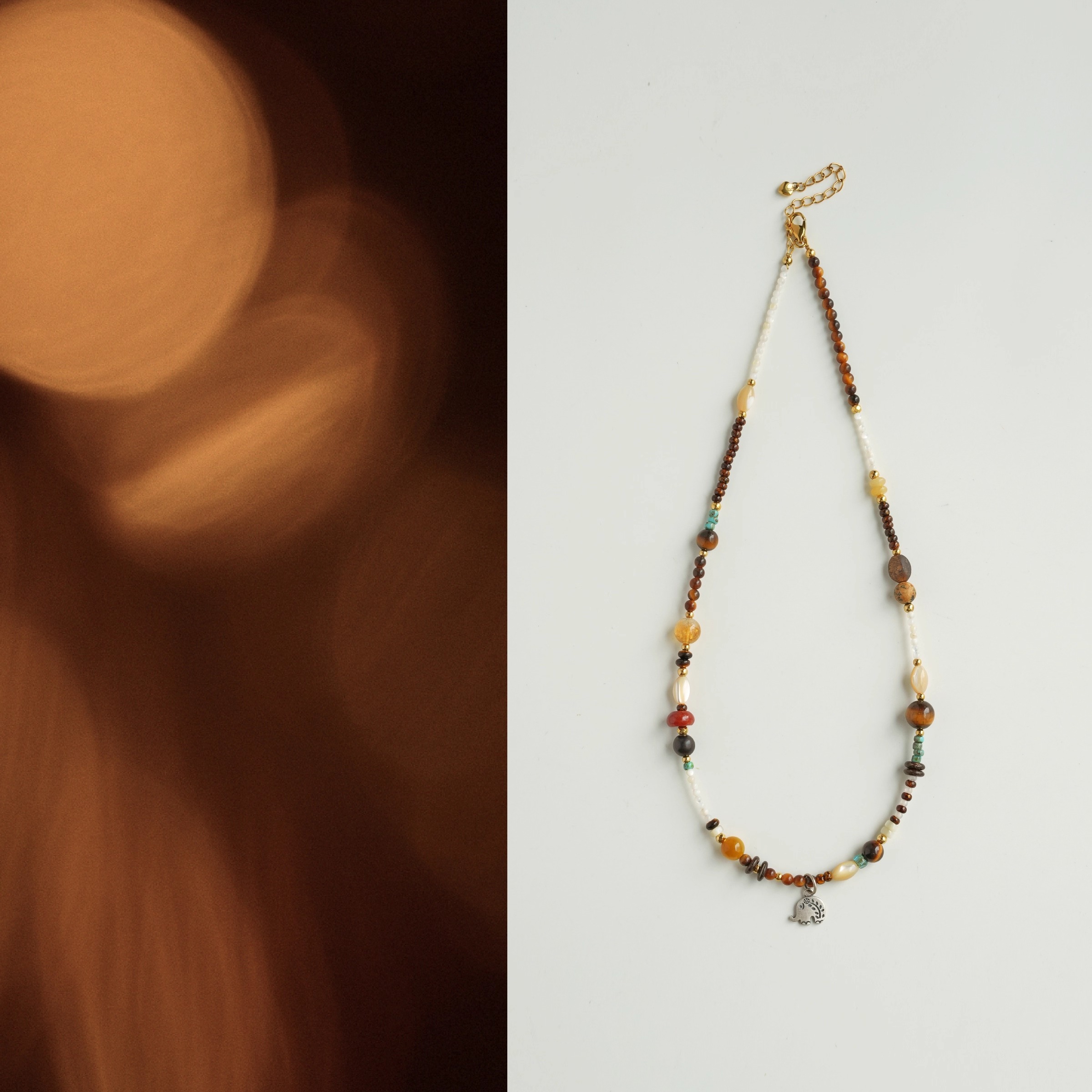 QIANTAO「境树」原创复古天然石多宝项链虎眼石高级感锁骨链女生