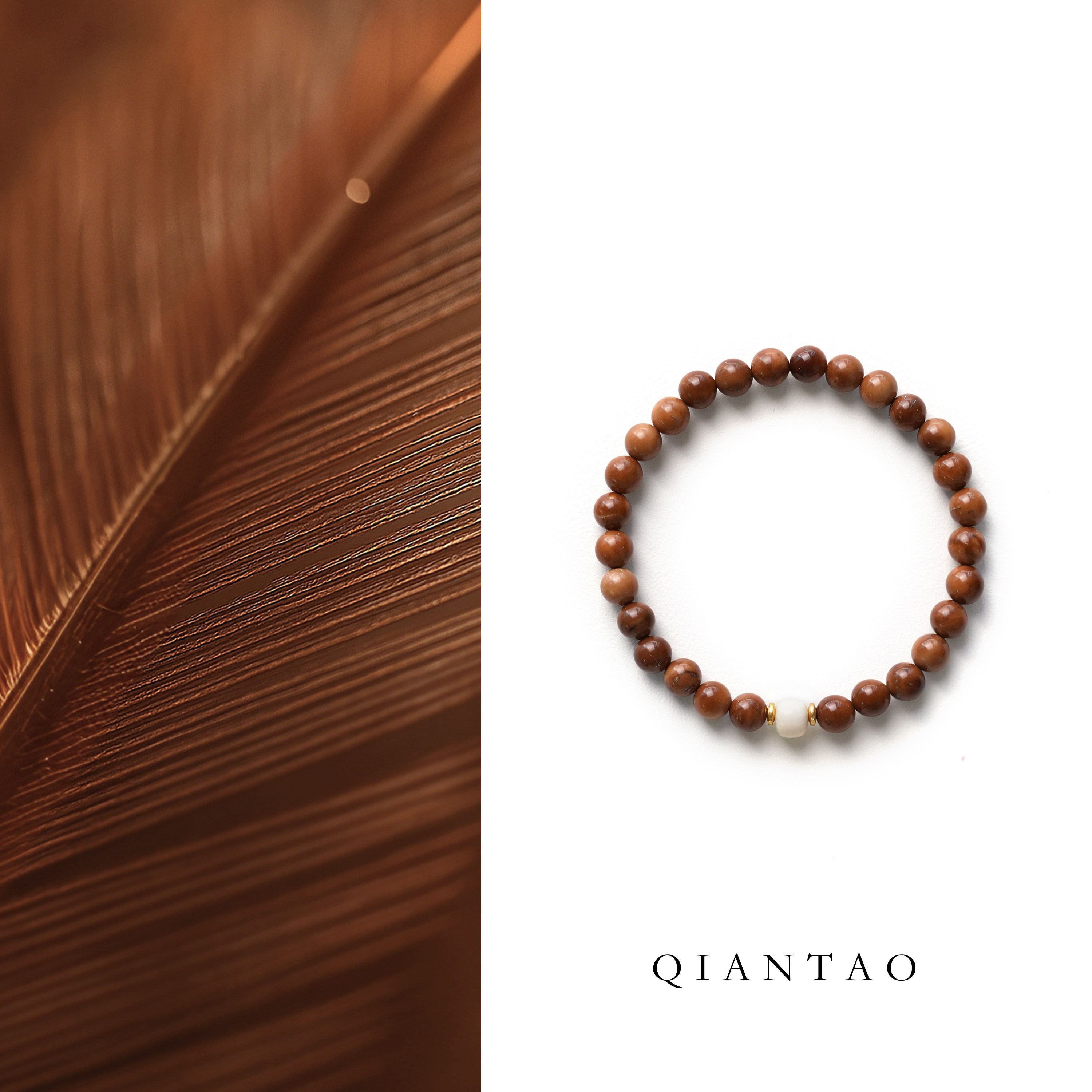QIANTAO「砚秋」原创天然库克猛犸象牙手串净心护身手链情侣礼物