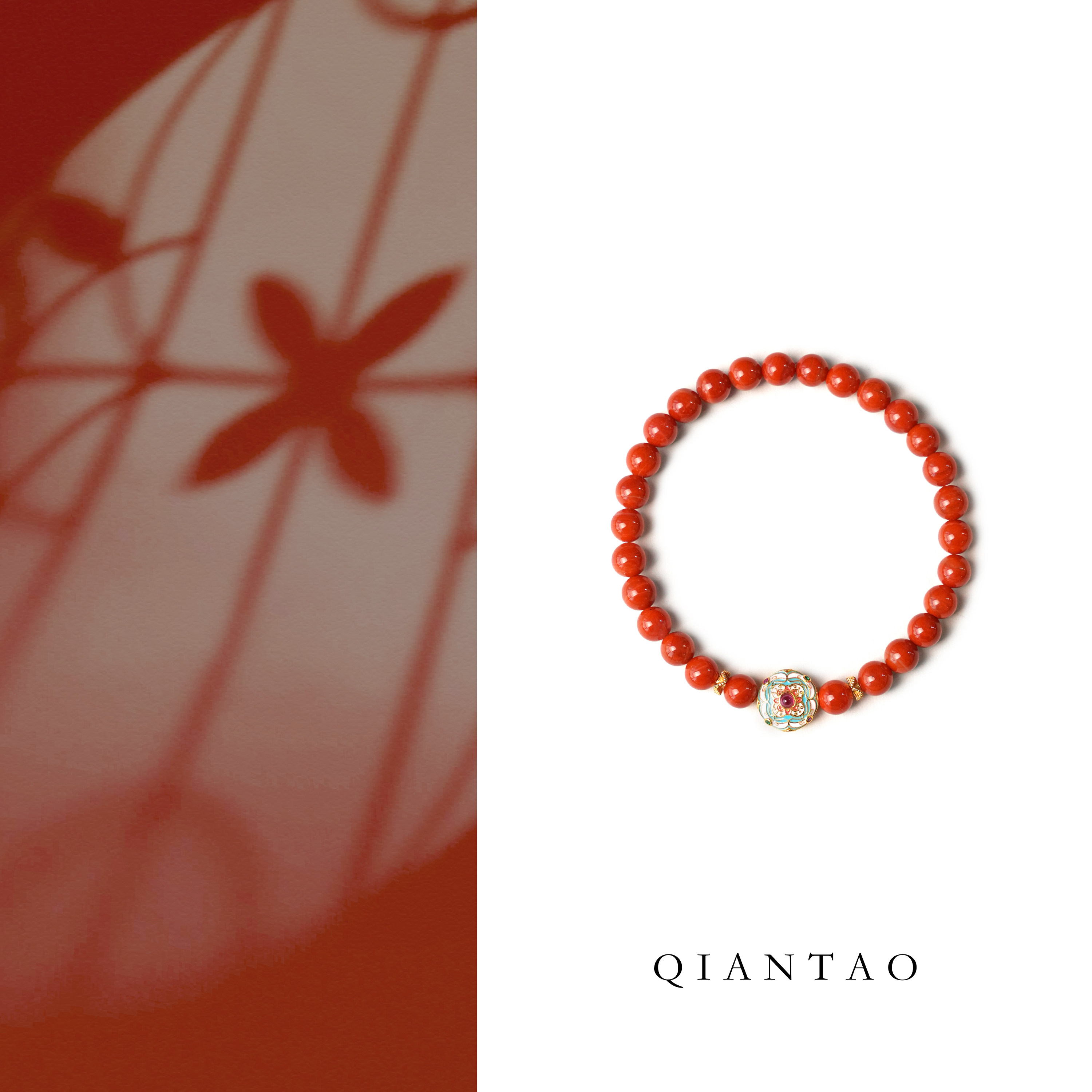 QIANTAO「笙歌」原创天然满色满肉南红柿子红手串女生手链礼物
