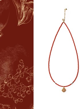 QIANTAO「华韵」原创天然满色高品南红柿子红项链女生锁骨链礼物