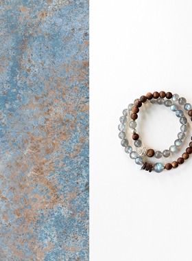 QIANTAO「倒叙」原创天然灰月光水晶手串沉香银好运手链情侣礼物