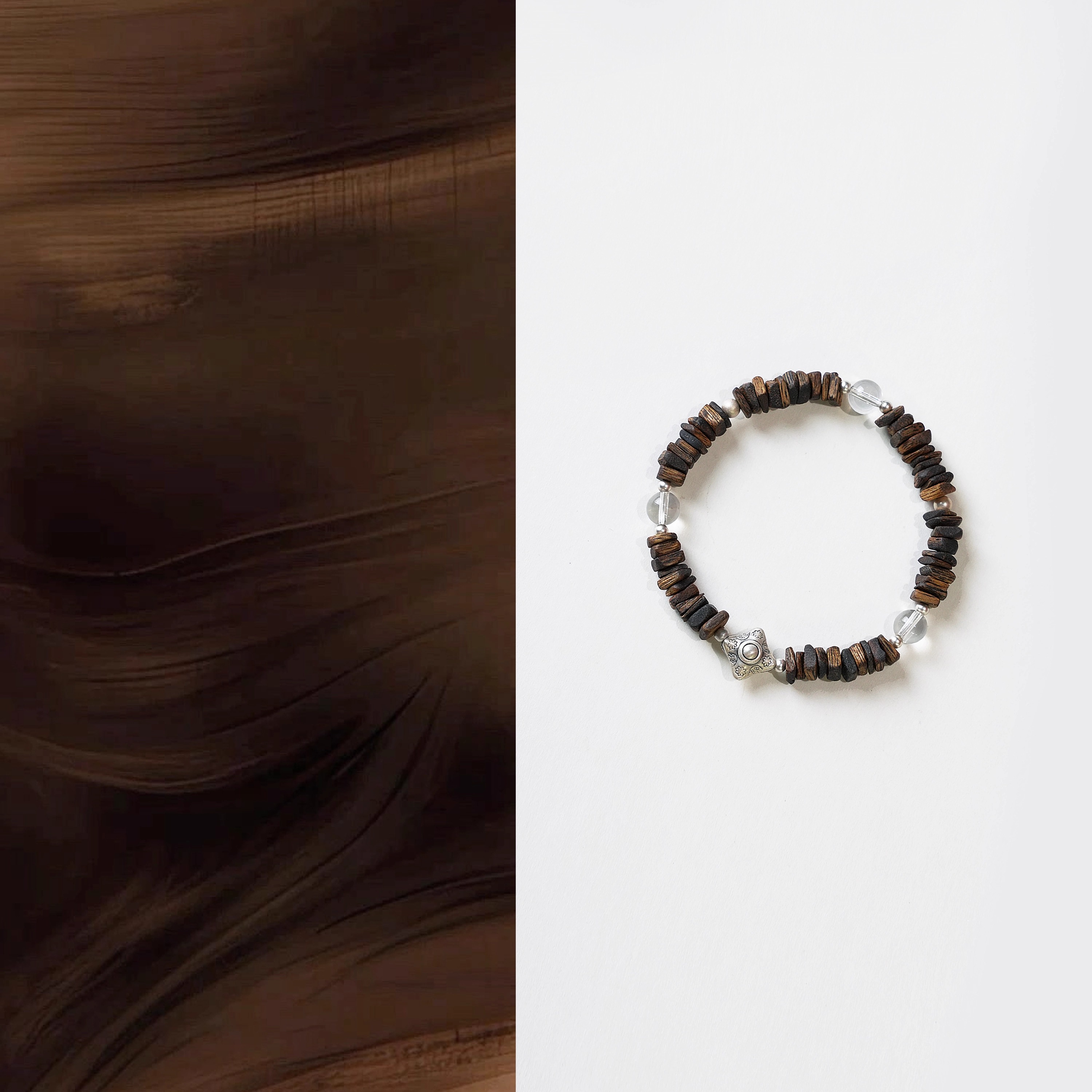 QIANTAO「沐尘」天然种植芽庄奇楠沉香925银饰手串助眠静心礼物