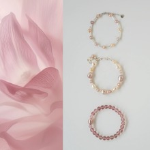 QIANTAO「拂袖菡萏」原创天然巴洛克粉珍珠手链女925纯银手串礼物