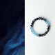 QIANTAO「半卷诗」中式 天然银黑曜石海蓝宝手串纯银国风情侣礼物