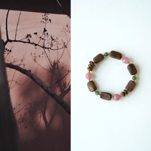 QIANTAO「风中花」天然芽庄奇楠沉香多宝手串助眠水晶静心礼物