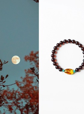 QIANTAO「藏珀」原创中式天然琥珀血珀绿松石手串多宝手链礼物