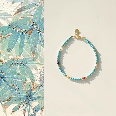 手链绿松石银镀金国风新中式个性