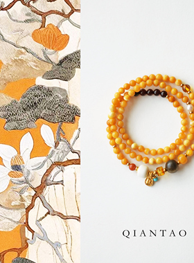 QIANTAO「露薇」原创新中式天然蜜蜡手串国风项链女生毛衣链礼物