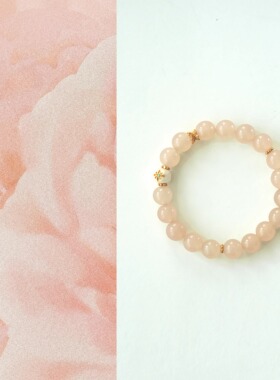 QIANTAO「景樱」原创新中式天然粉玉髓猛犸手串女生高级手链礼物