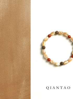 QIANTAO「听禅」原创天然种植奇楠沉香手串马蹄螺贝母手链女礼物