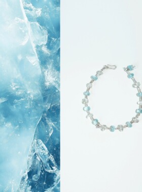 QIANTAO「繁星」原创天然高净体白水晶蓝托帕水晶银手链女生礼物
