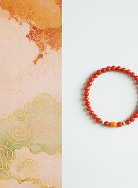 QIANTAO「锦花」原创新中式国风天然南红蜜蜡绿松石手串手链礼物