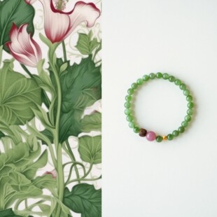 QIANTAO「山间雾」原创中式天然和田玉碧玉手串女紫马粉沉香礼物