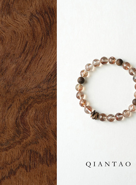 QIANTAO「槐序」原创天然黑金超铜发晶沉香手链水晶招财手串礼物