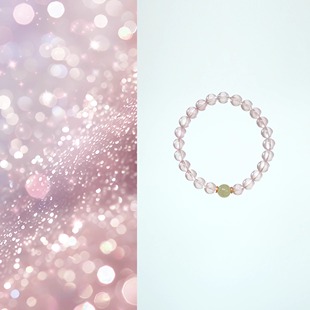 QIANTAO「画荷」原创中式天然莫桑比克星光六芒星粉水晶手串礼物