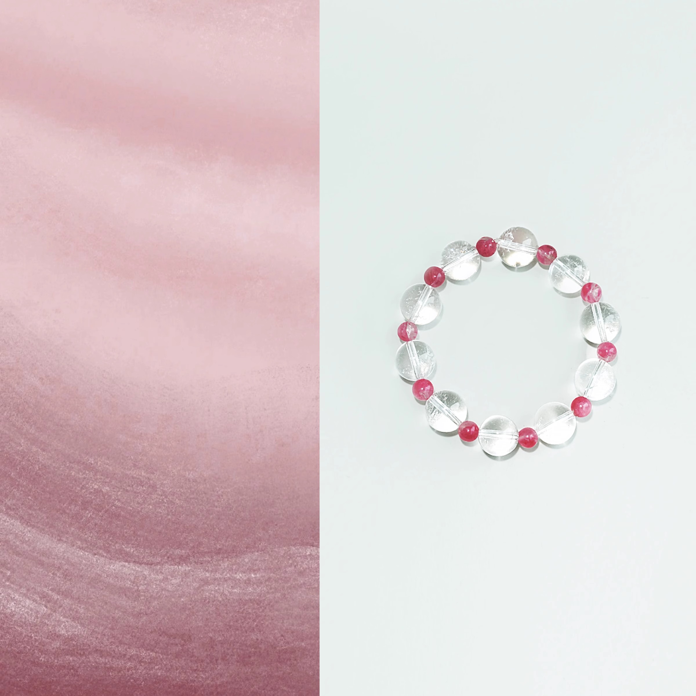 QIANTAO「踏雪」原创天然高冰阿赛白水晶女生蔷薇石招财手串礼物