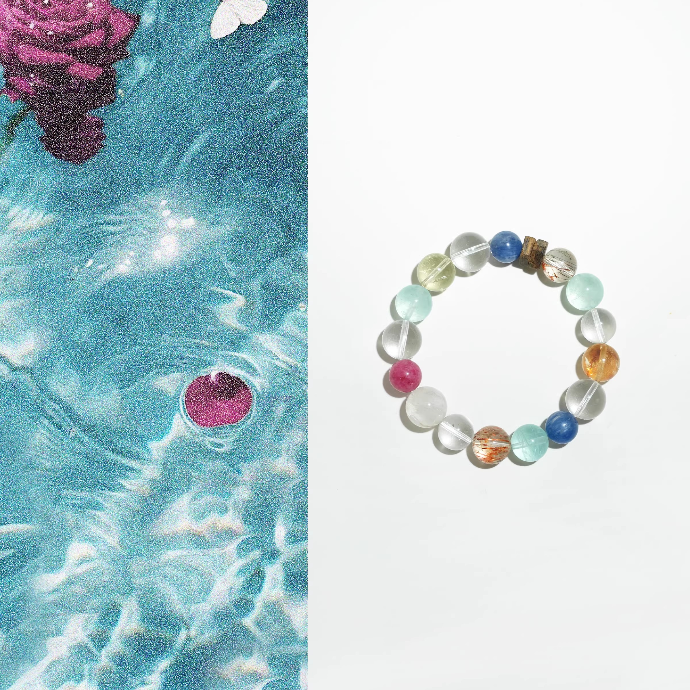 QIANTAO「海岛」原创天然多宝水晶沉香招财手串稳定磁场情侣礼物