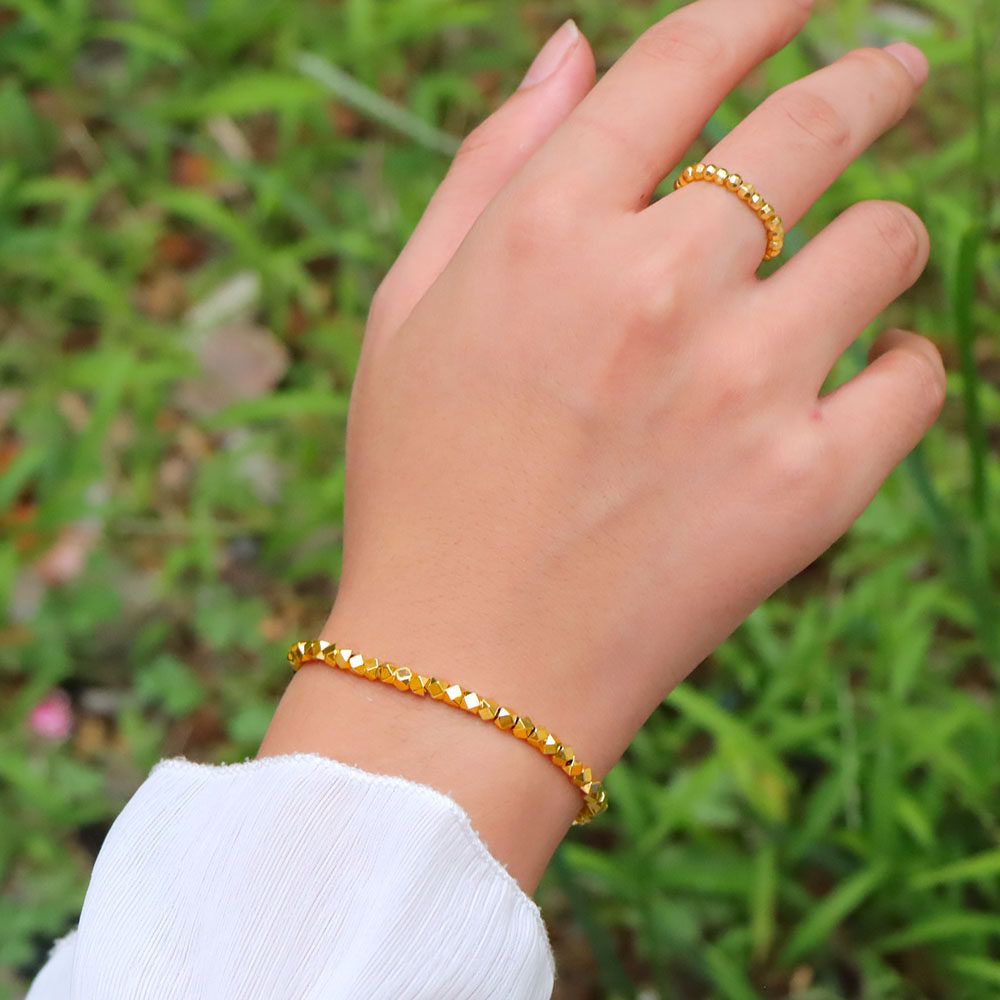 越南沙金碎碎金手链女仿真黄金18k镀金色弹力金店同款碎金子首饰