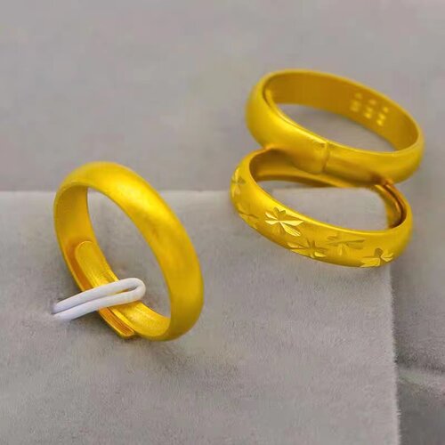 古法仿金沙金色泥鳅背活口对戒