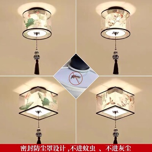 阳台玄关走廊灯LED方形卧室门厅入户 过道吸顶灯防蚊虫新中式 吸灯