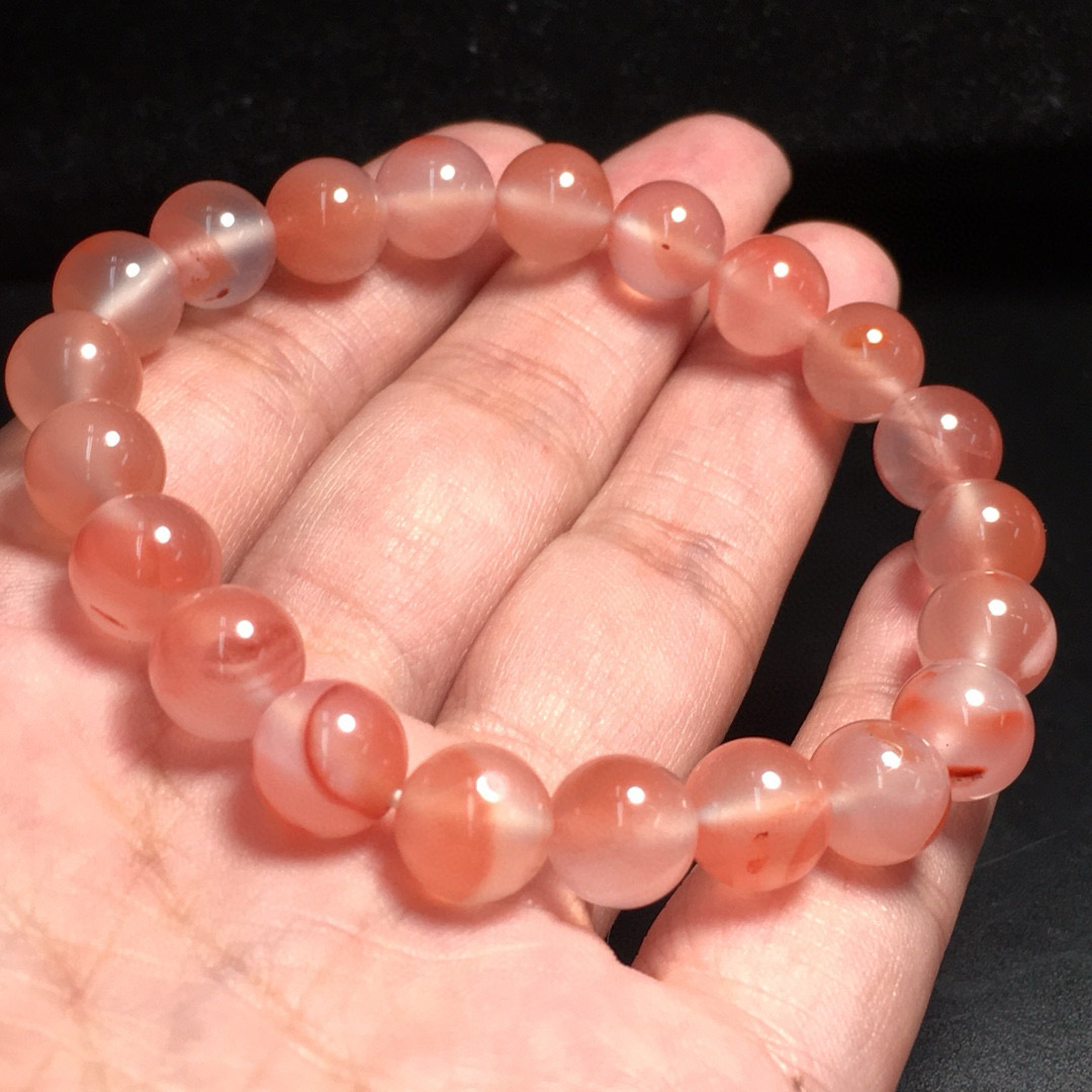 天然南红玛瑙四川凉山联合料冰粉飘花起荧光圆珠手串送礼包邮特价