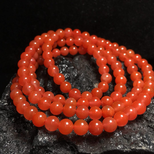 6mm天然南红玛瑙四川凉山樱桃红冰飘满肉手链项链两用送礼女国风