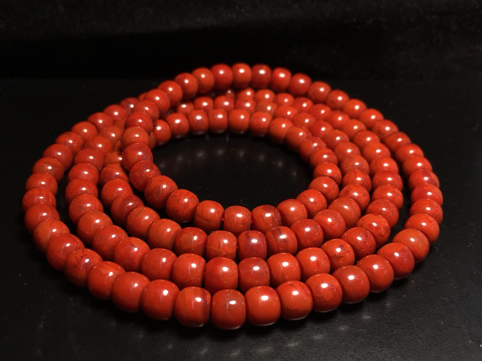 6mm天然凉山南红玛瑙女款手链项链老形珠配珠饰品送礼满肉火焰纹