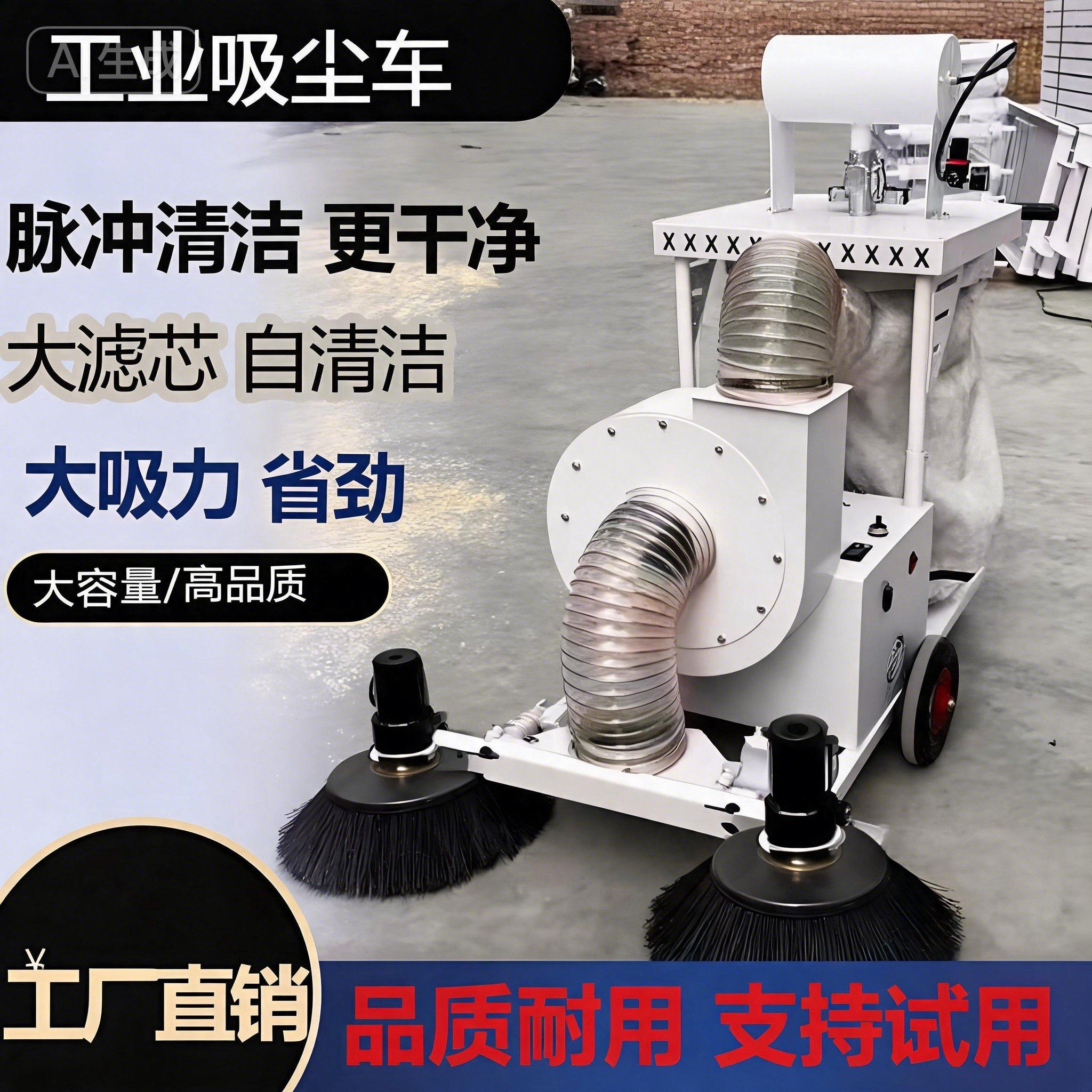 车间工厂仓库工业吸尘器大吸力大容量脉冲清洁自清洁吸尘车除尘器