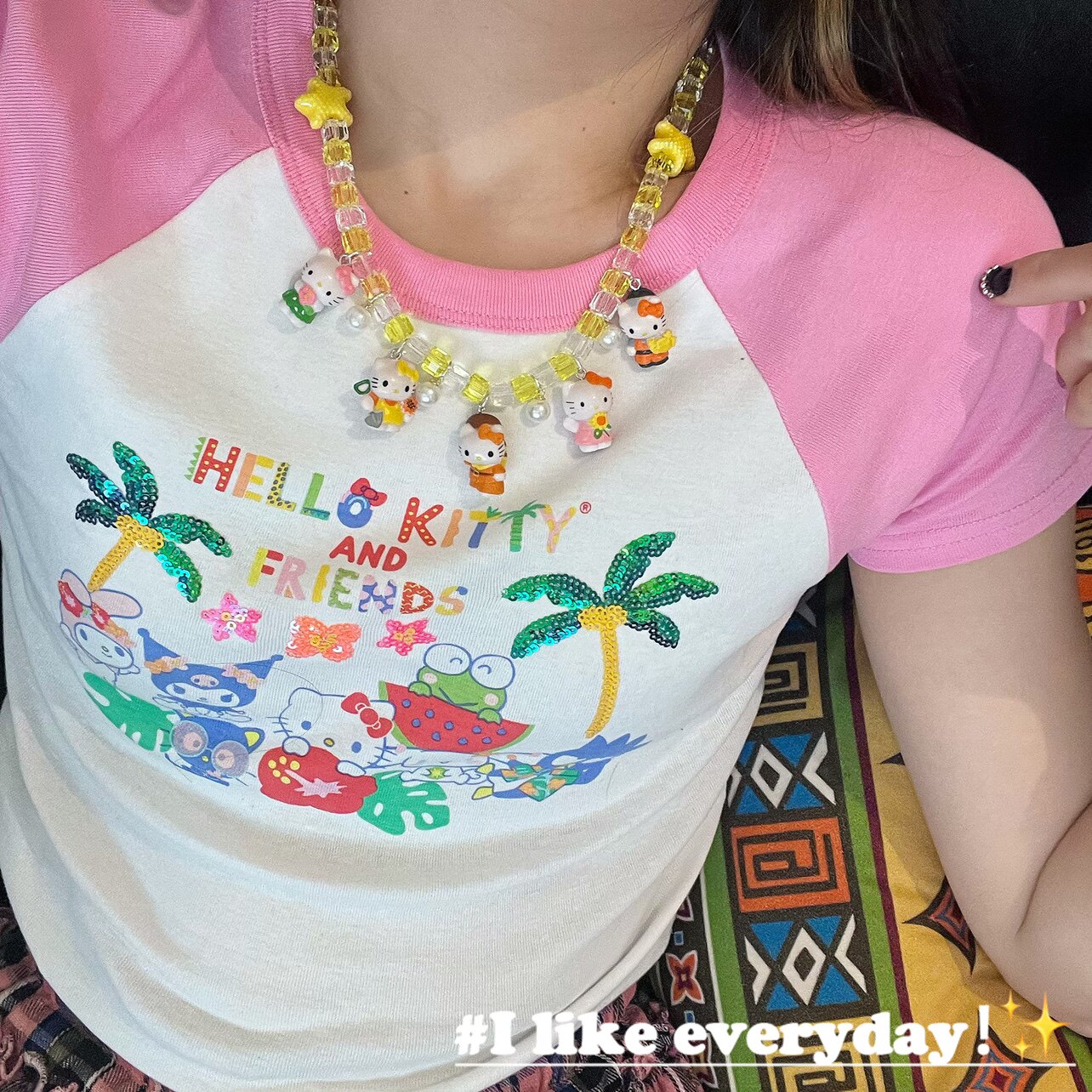 日韩卡通可爱田园kitty猫咪彩色水晶串珠短款项链颈链锁骨链