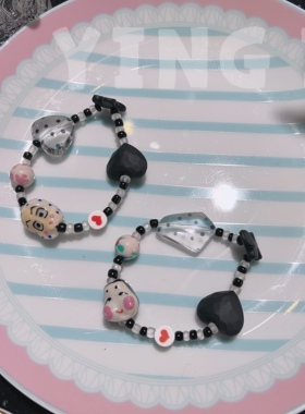 搞怪丑男少女心和风日式脸谱蝴蝶混搭串珠闺蜜弹力手链手串女