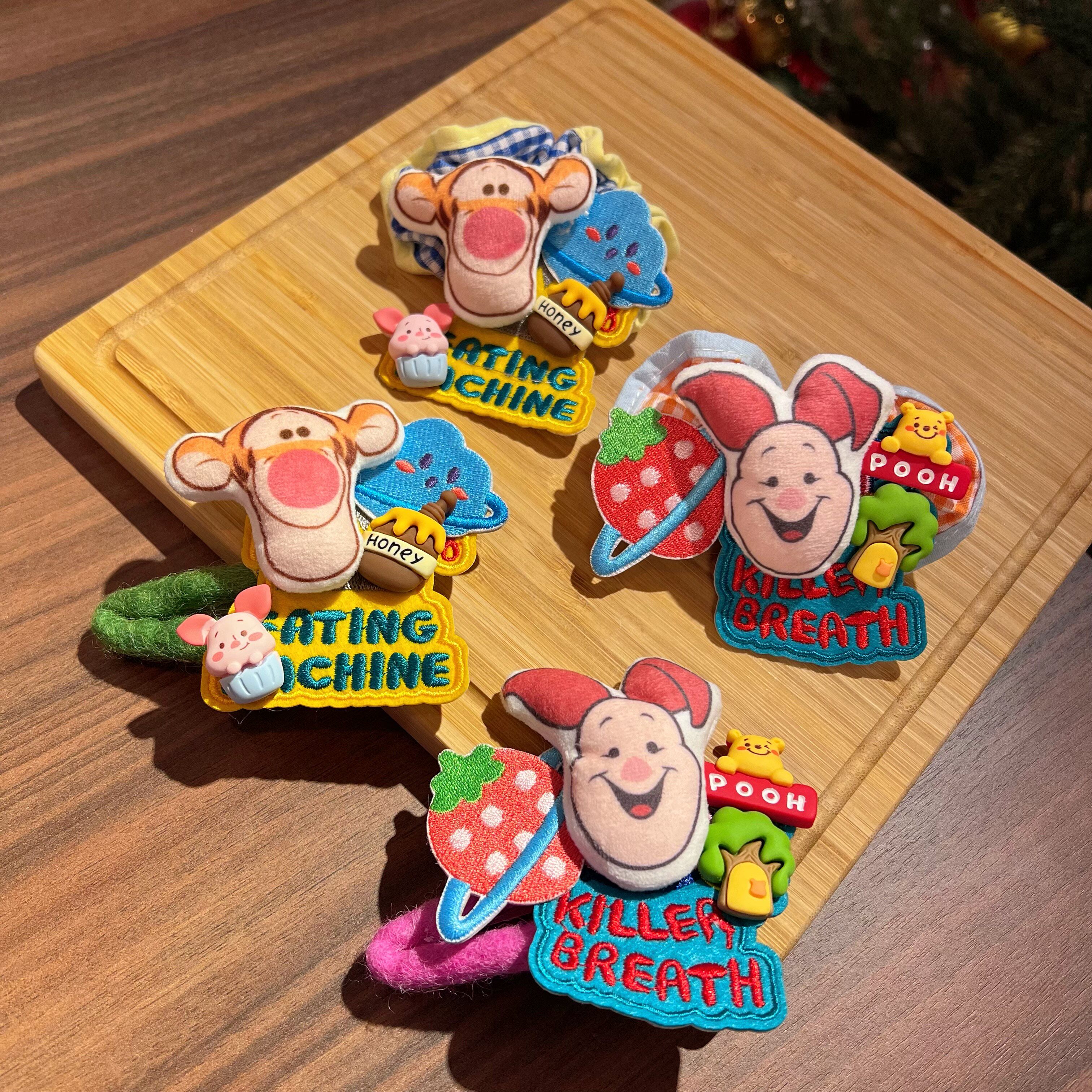 日韩秋冬可爱羊毛毡卡通跳跳虎皮杰猪发绳肠圈彩色撞色羊毛毡发饰