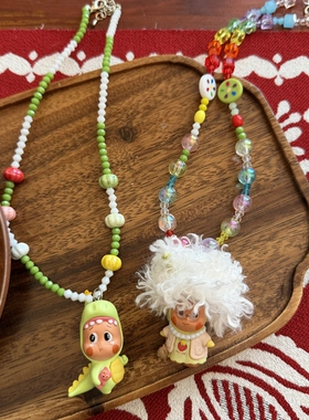 萌粒恐龙爆炸头星星人短款项链