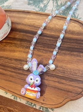 露露星戴兔紫色系度假短款项链
