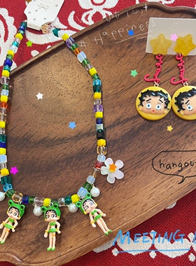 趣味卡通贝蒂绿色系颈链
