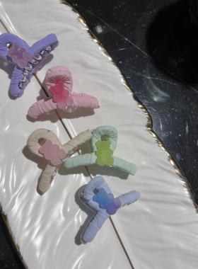 可爱小熊抓夹少女风夹子布艺