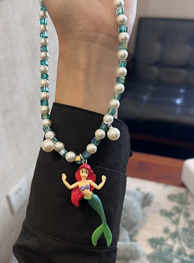 卡通可爱美人鱼水晶串珠项链