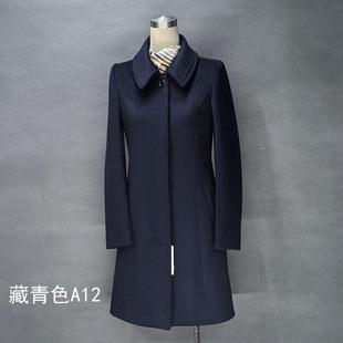 置业顾问黑色毛呢大衣女中长款收腰售楼部酒店经理工作服外套秋冬