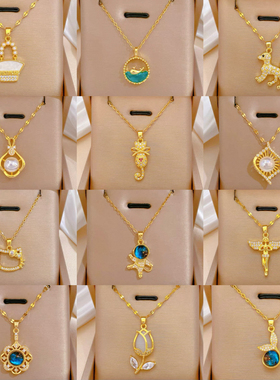 【钛钢】1轻奢气质防掉色防过敏满钻时尚女百搭锁骨链钛钢项链