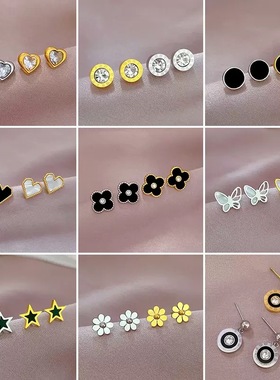 【通体钛钢】1新款不掉色不过敏耳钉耳环女韩国简约气质百搭耳饰