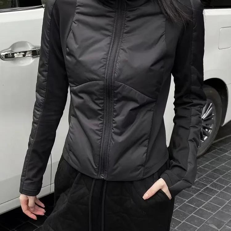 轻薄夹棉连帽外套女士2025冬季新款深秋穿搭修身显瘦运动夹克棉服