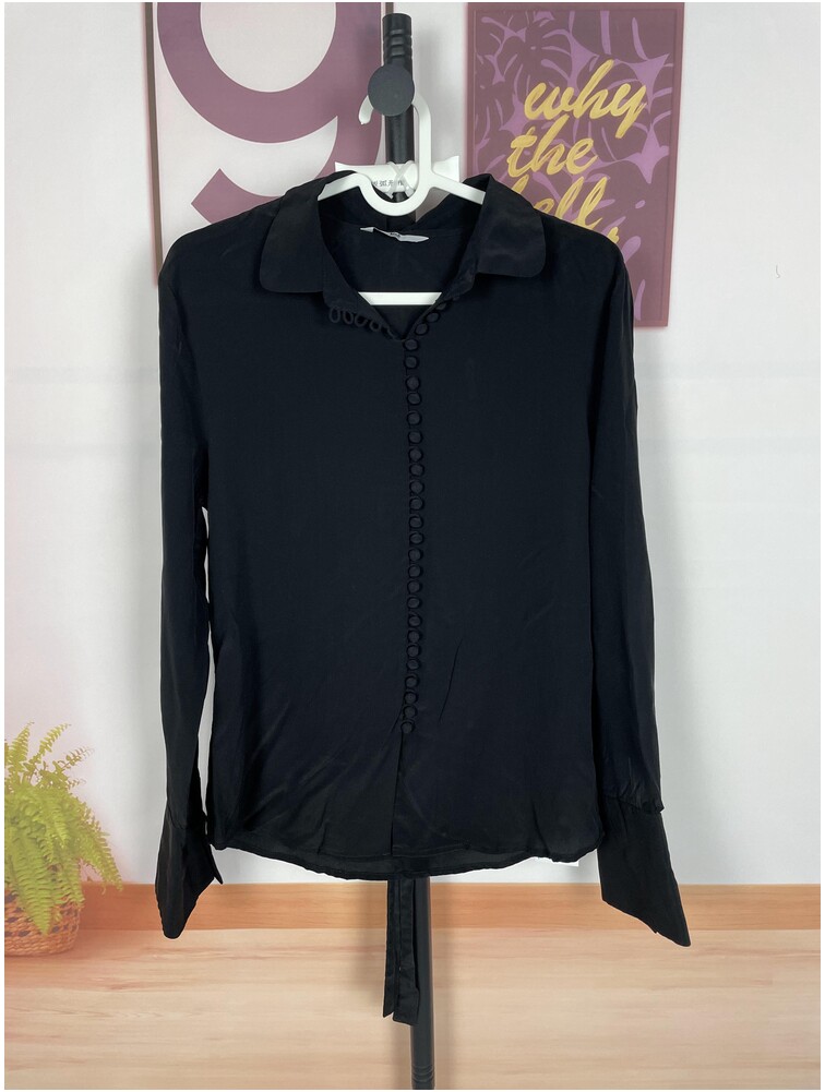 thumbnail for Vintage vintage Hong Kong style American floral pattern light mature girl short sleeve long sleeve breathable silk shirt woman H90